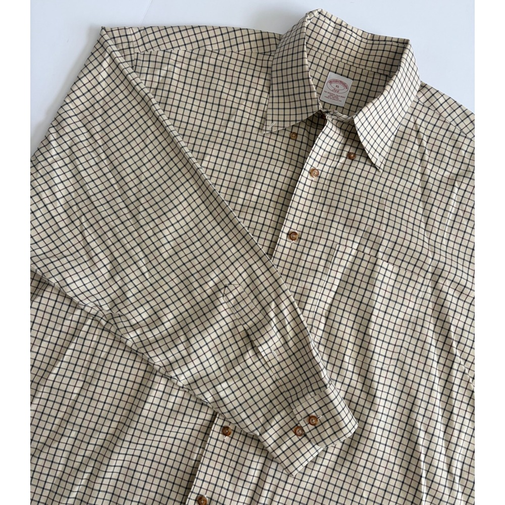 Brooks Brothers 346 Mens XL Non-Iron Cotton Tattersall Check Button Down Shirt